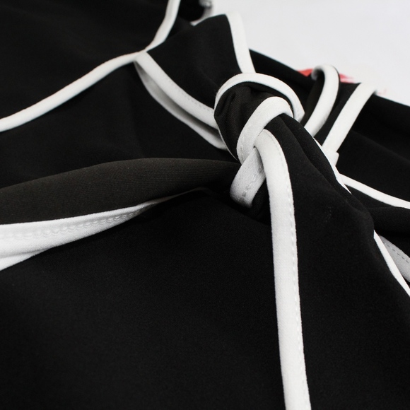 Contrast Tie Belt Flounce One Shoulder Dress - Picture 8 of 8